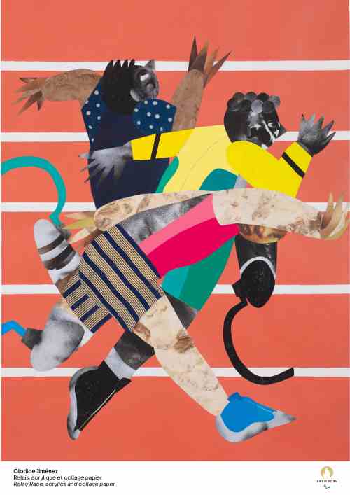 Un collage qui illustre troid participants à une course d'athlétisme 